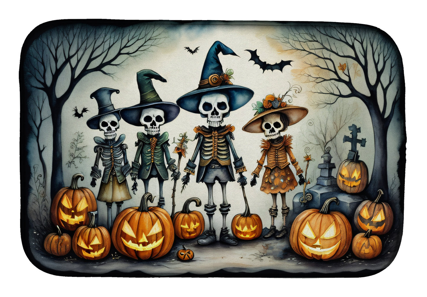 Buy this Calacas Skeletons Spooky Halloween Dish Drying Mat