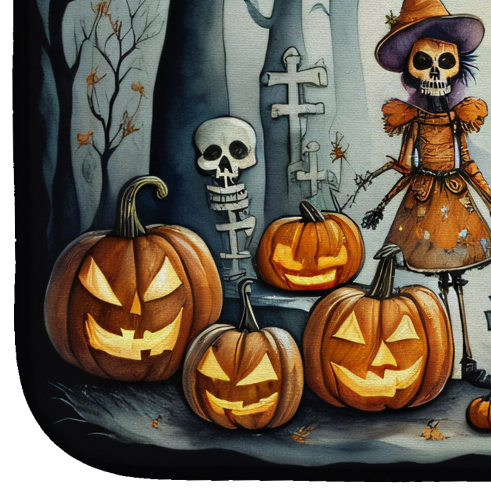 Calacas Skeletons Spooky Halloween Dish Drying Mat