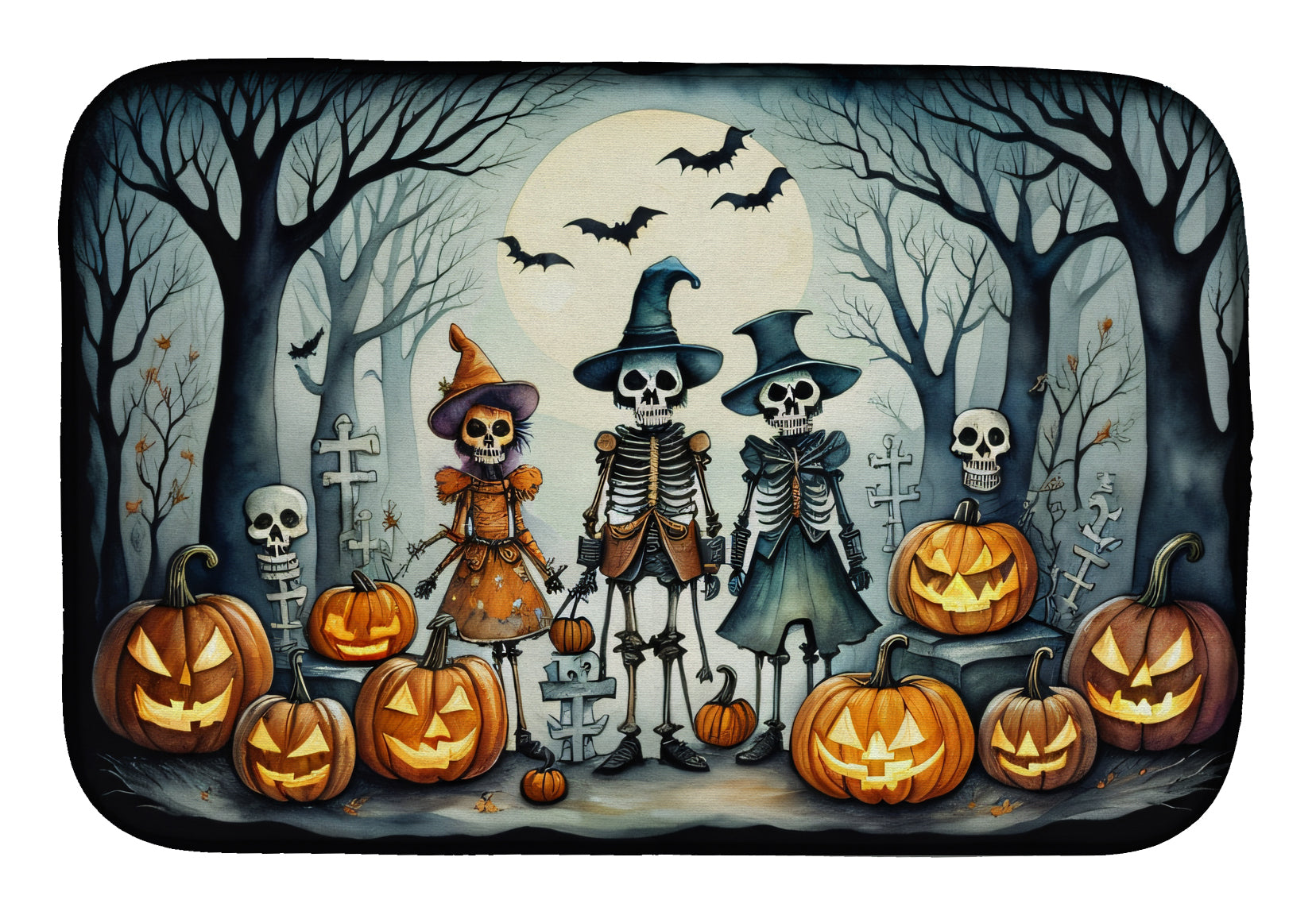 Buy this Calacas Skeletons Spooky Halloween Dish Drying Mat