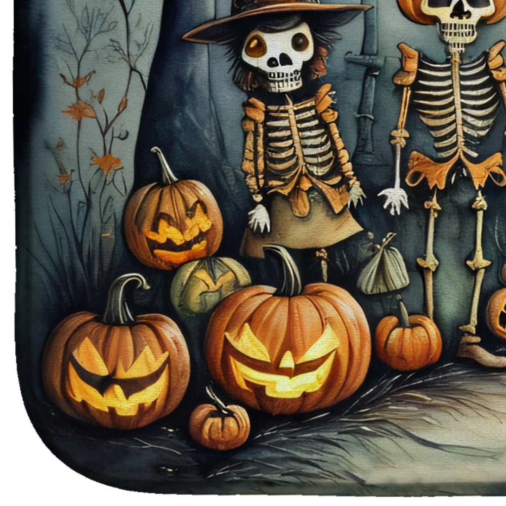 Calacas Skeletons Spooky Halloween Dish Drying Mat