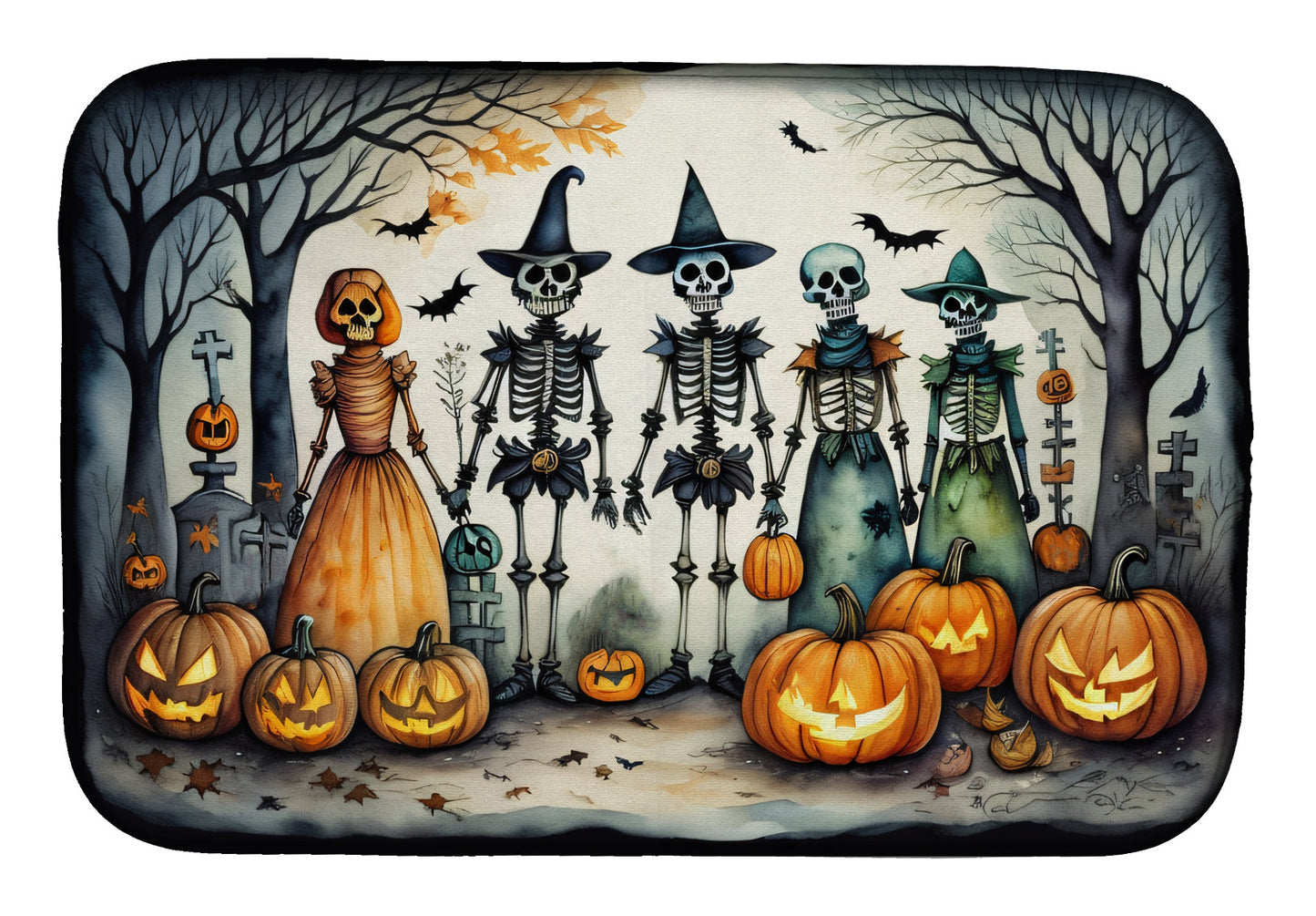 Buy this Calacas Skeletons Spooky Halloween Dish Drying Mat