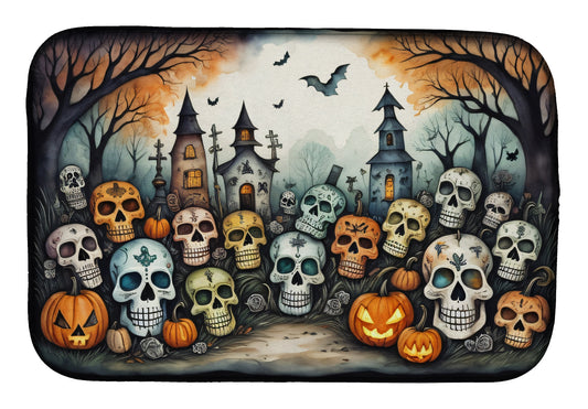 Buy this Calaveras Sugar Skulls Spooky Halloween Dish Drying Mat