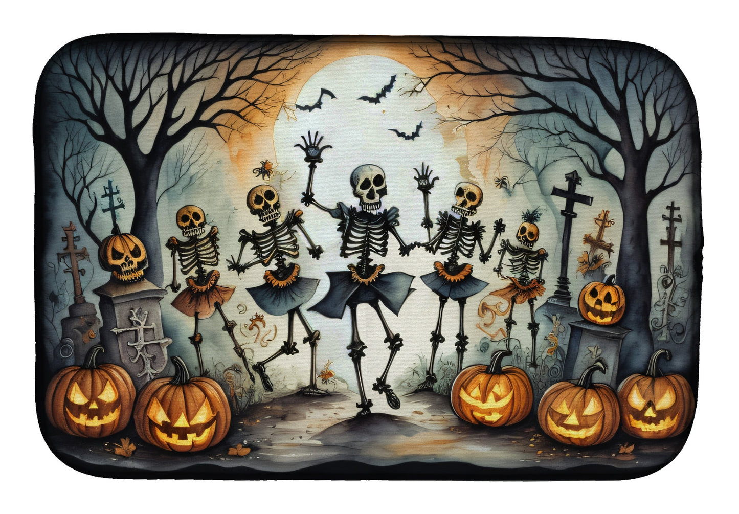 Buy this Dancing Skeletons Spooky Halloween Dish Drying Mat