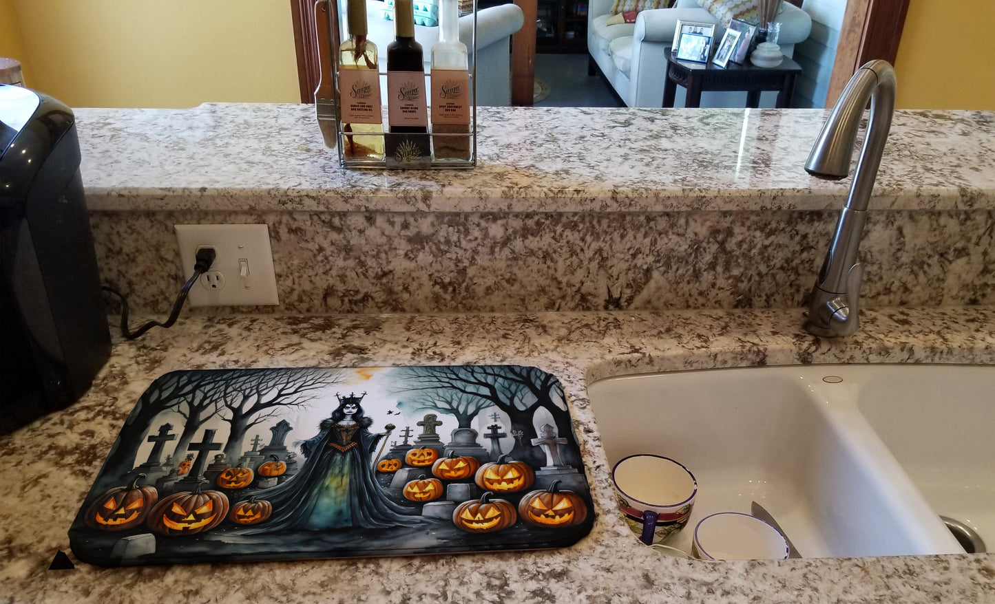 Evil Queen Spooky Halloween Dish Drying Mat