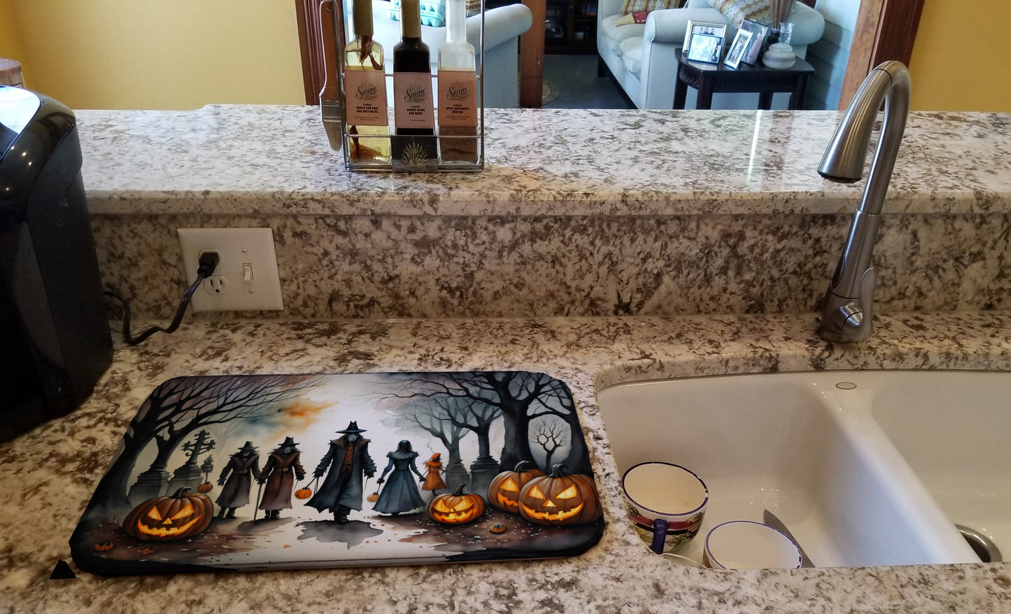 Vampires Spooky Halloween Dish Drying Mat