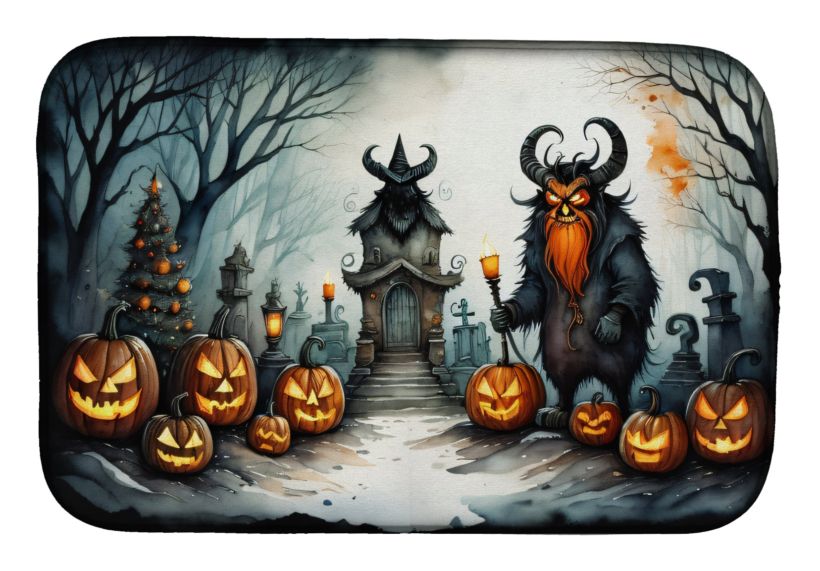 Buy this Krampus The Christmas Demon Spooky Halloween Dish Drying Mat