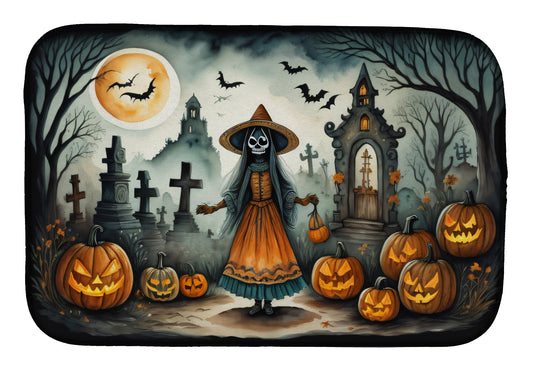 Buy this La Llorona Skeleton Spooky Halloween Dish Drying Mat