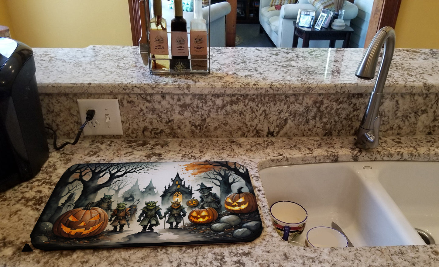 Orcs Spooky Halloween Dish Drying Mat
