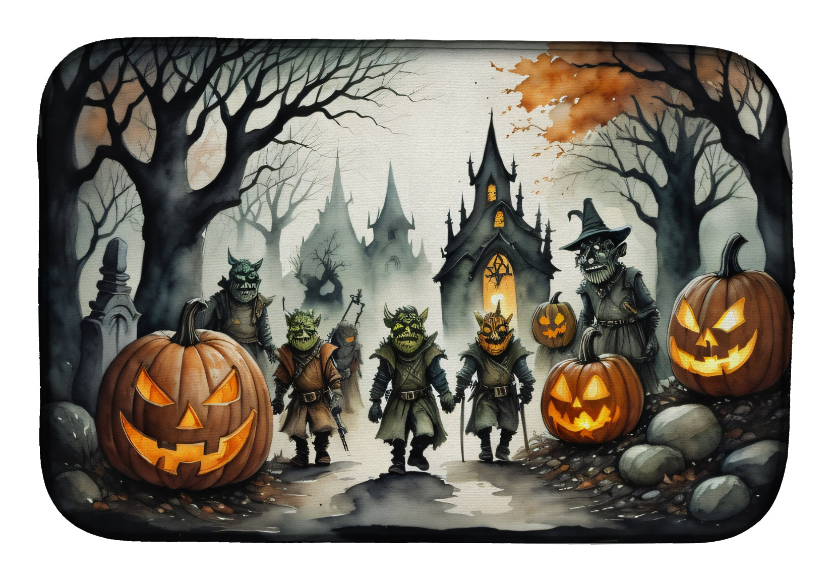 Buy this Orcs Spooky Halloween Dish Drying Mat