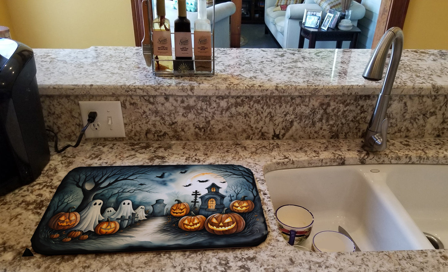 Ghosts Spooky Halloween Dish Drying Mat