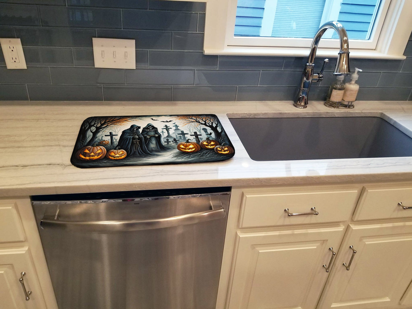 The Grim Reaper Spooky Halloween Dish Drying Mat