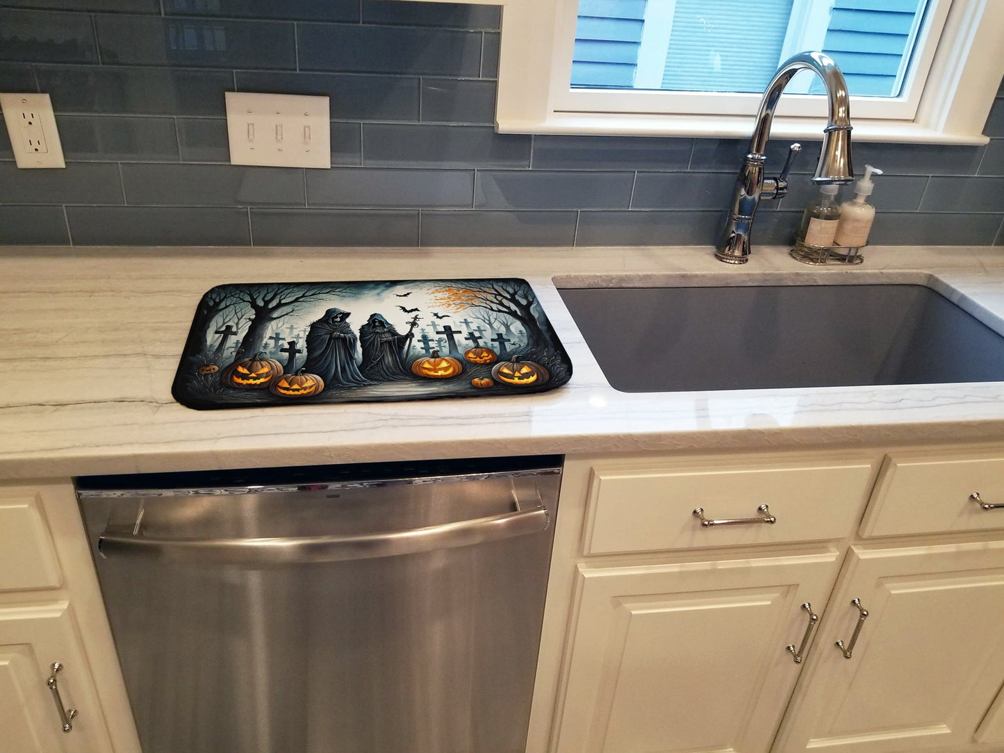 The Grim Reaper Spooky Halloween Dish Drying Mat