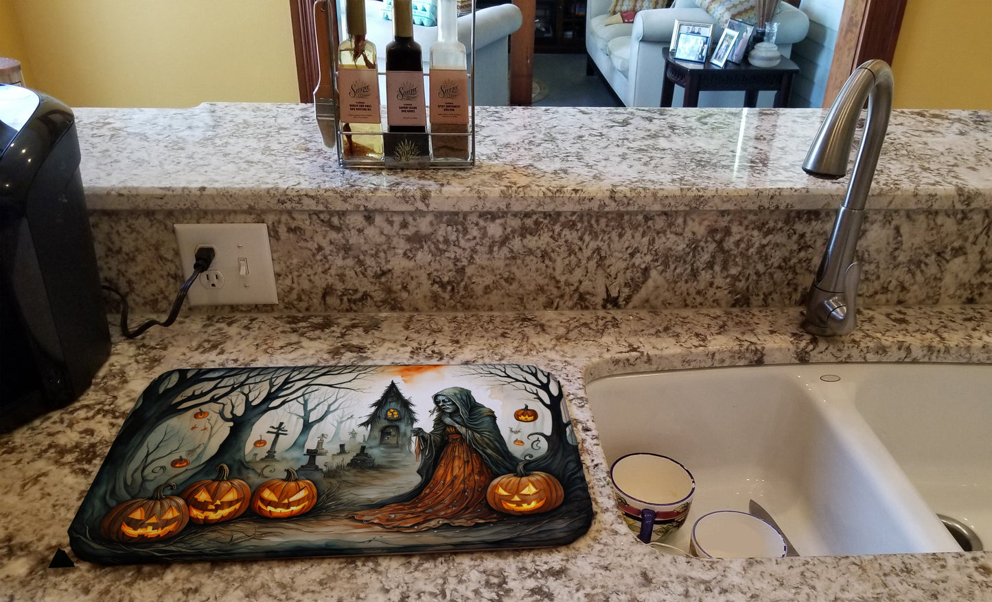 The Weeping Woman Spooky Halloween Dish Drying Mat