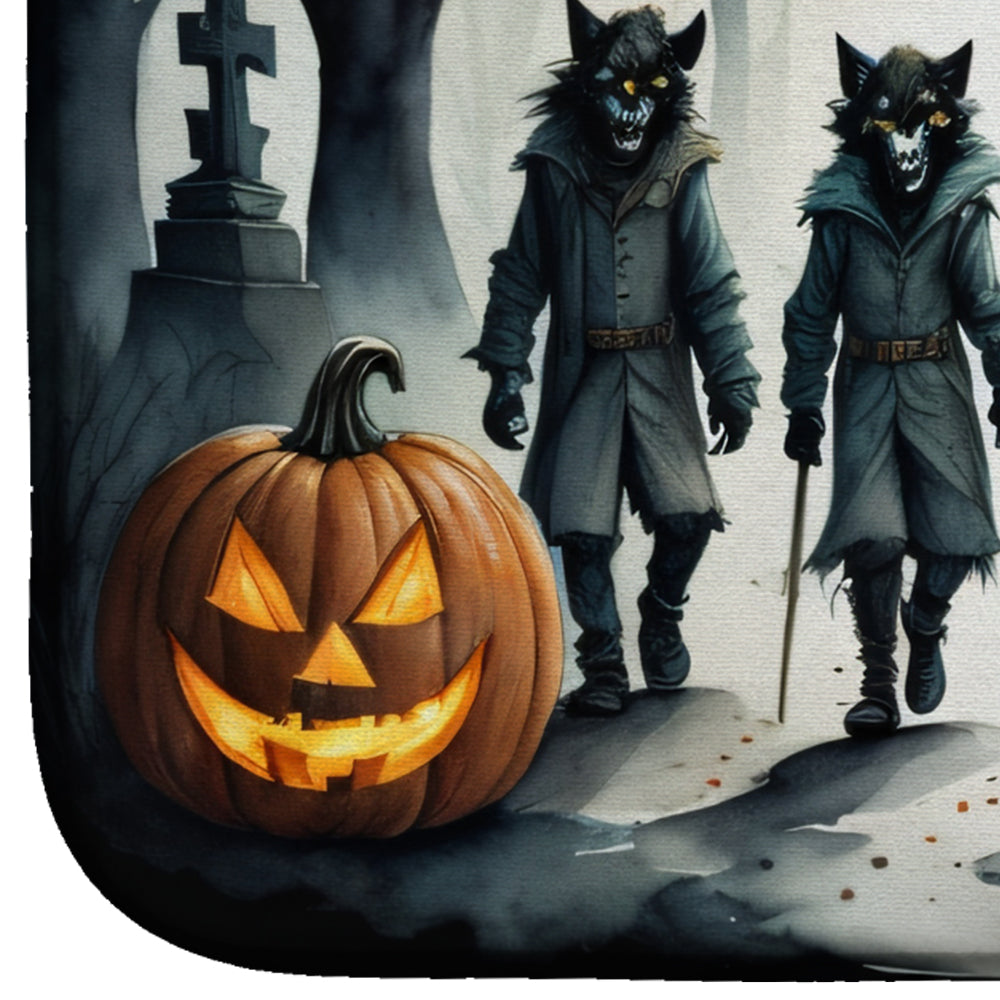 Werewolves Spooky Halloween Dish Drying Mat