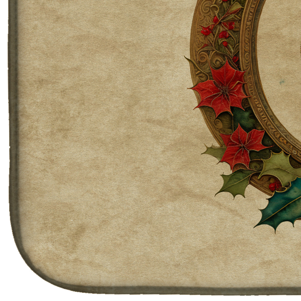 Akita Christmas Flowers Dish Drying Mat