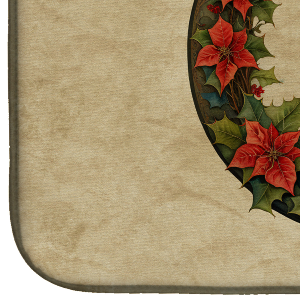 American English Coonhound Christmas Flowers Dish Drying Mat