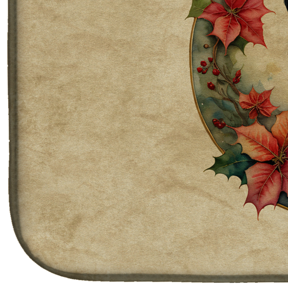 Appenzeller Sennenhund Christmas Flowers Dish Drying Mat