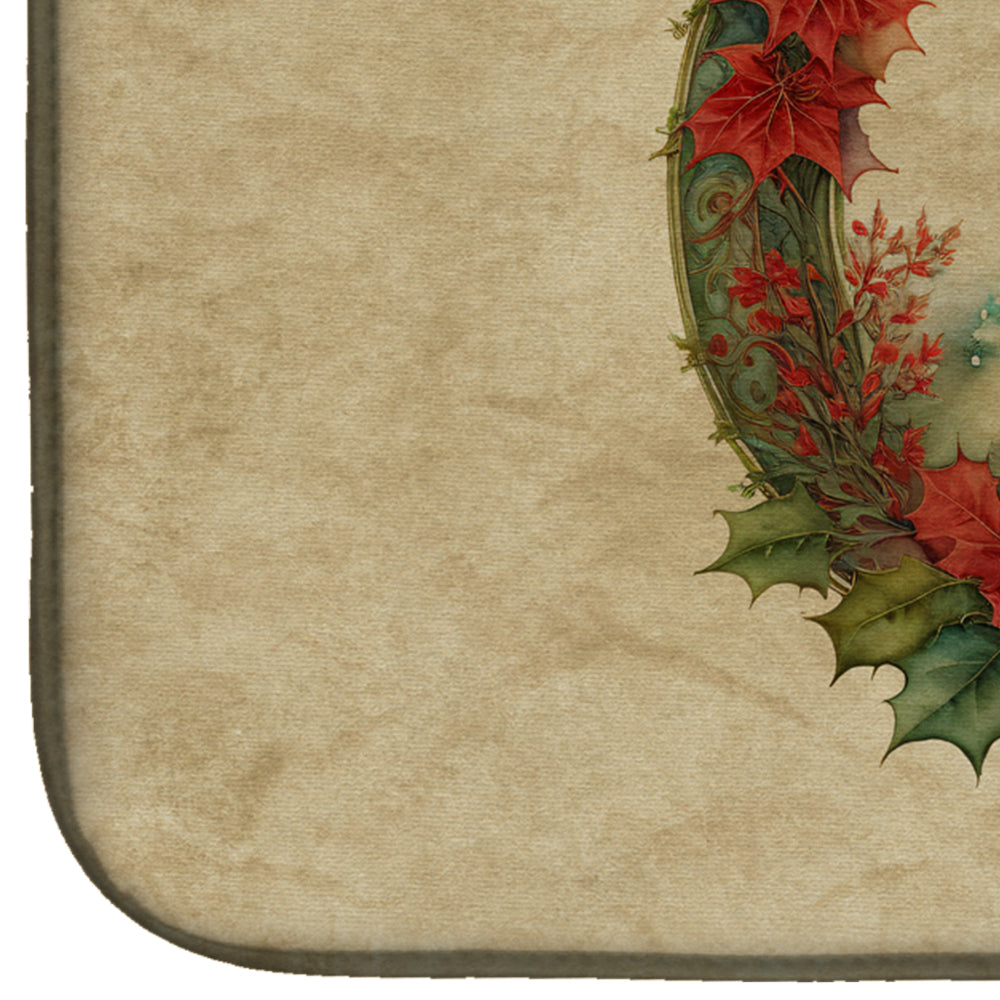 Australian Cattle Dog Christmas Flowers Dish Drying Mat