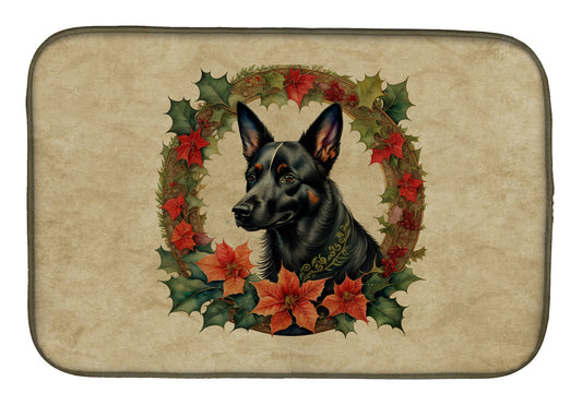 Buy this Australian Kelpie Christmas Flowers Dish Drying Mat