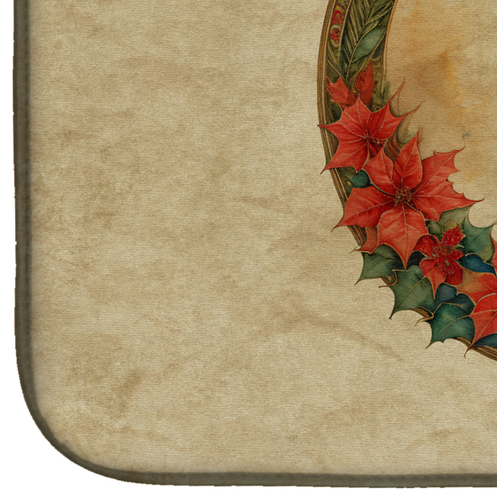 Cairn Terrier Christmas Flowers Dish Drying Mat