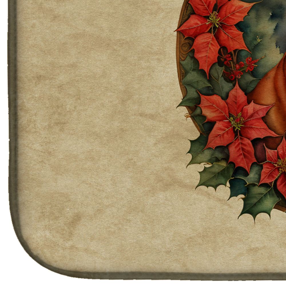 Chow Chow Christmas Flowers Dish Drying Mat