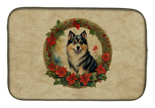 Buy this Finnish Lapphund Christmas Flowers Dish Drying Mat