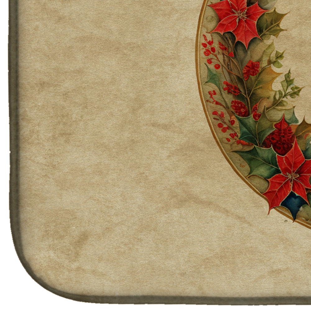 Finnish Spitz Christmas Flowers Dish Drying Mat