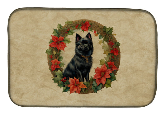 Buy this German Spitz Christmas Flowers Dish Drying Mat