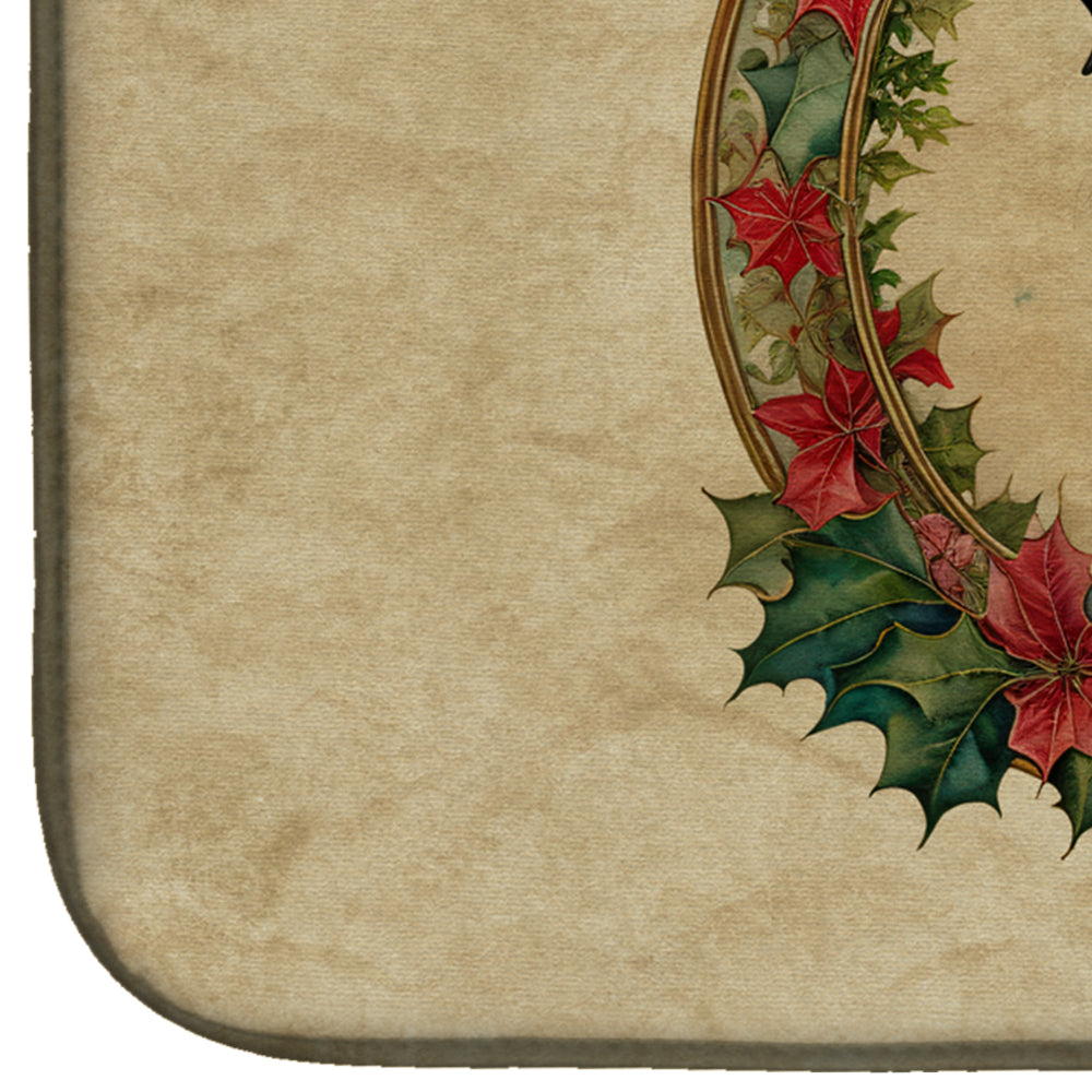 Greater Swiss Mountain Dog Christmas Flowers Dish Drying Mat