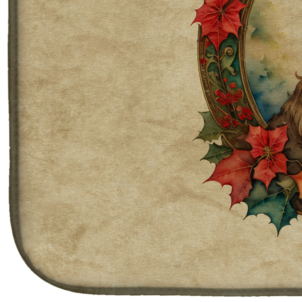 Irish Wolfhound Christmas Flowers Dish Drying Mat