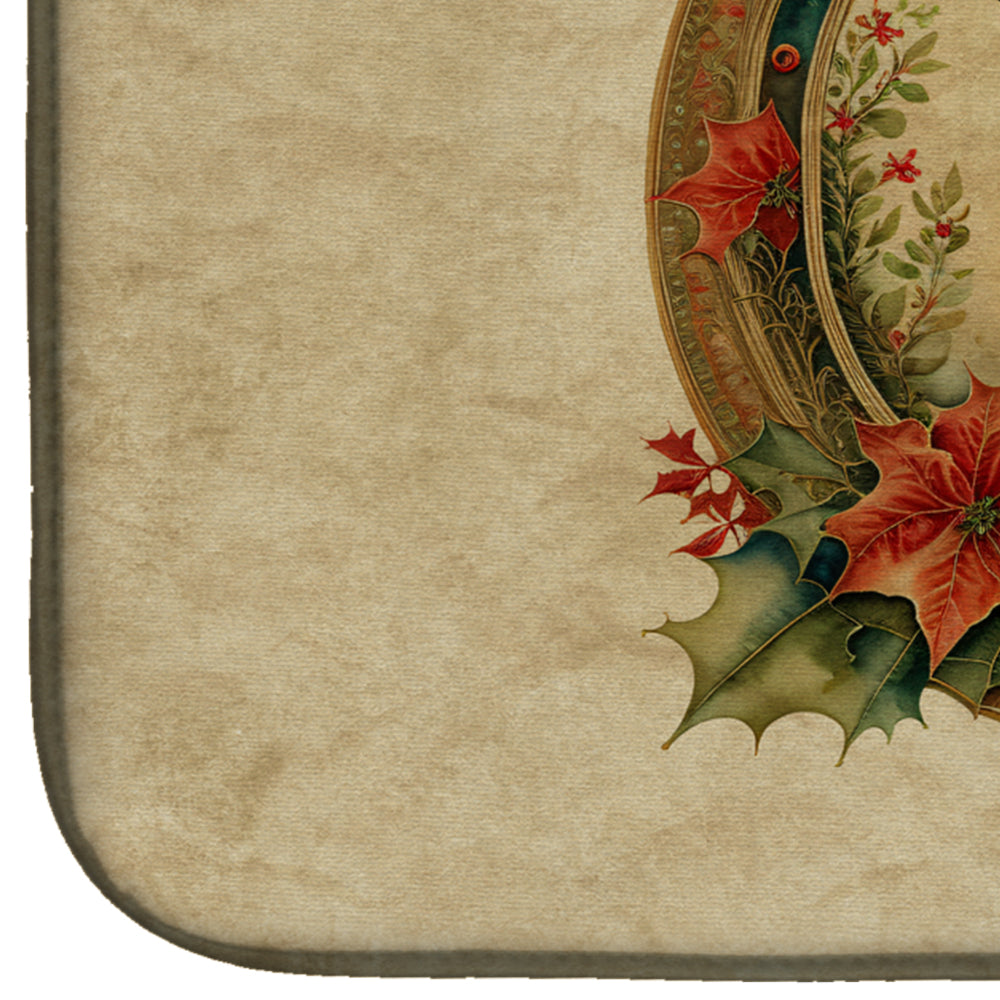 Italian Greyhound Christmas Flowers Dish Drying Mat