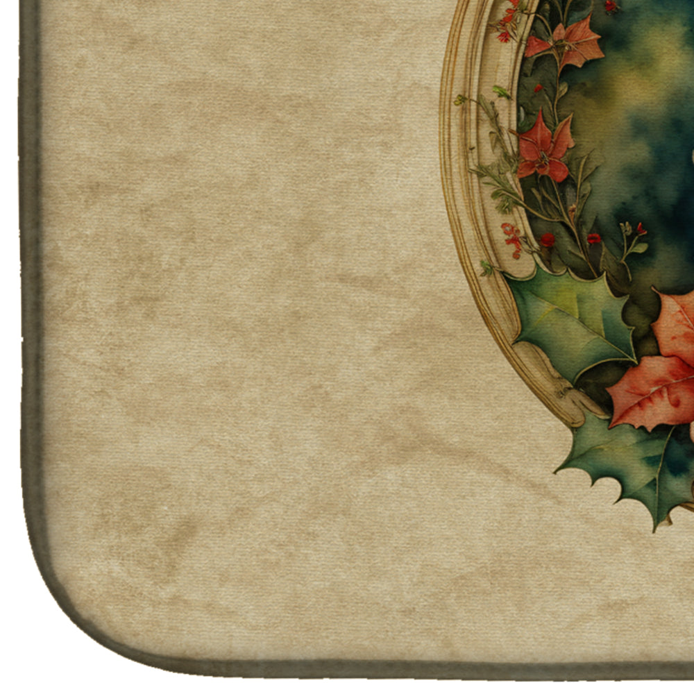 Maltese Christmas Flowers Dish Drying Mat