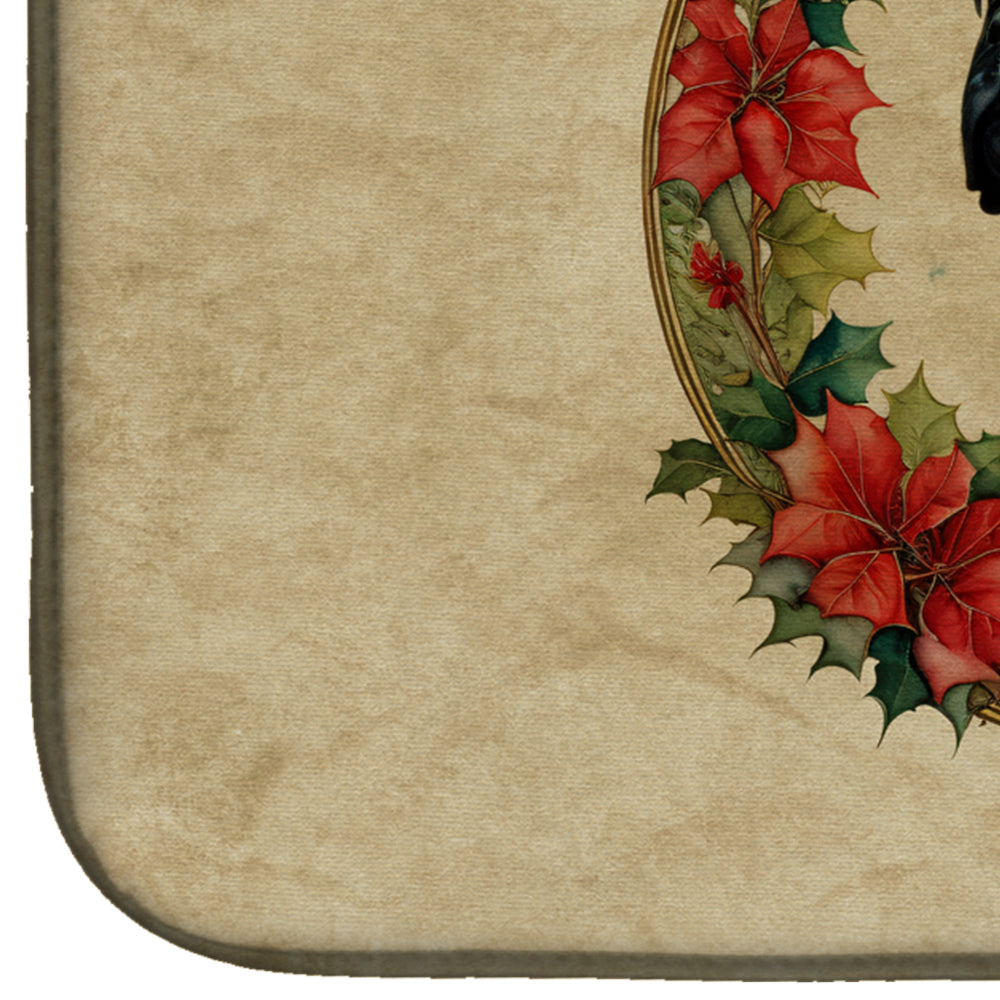 Mastiff Christmas Flowers Dish Drying Mat