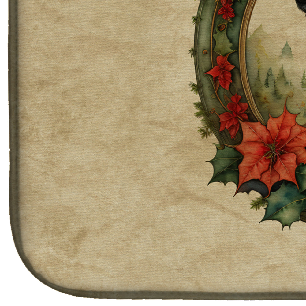 Scottish Deerhound Christmas Flowers Dish Drying Mat