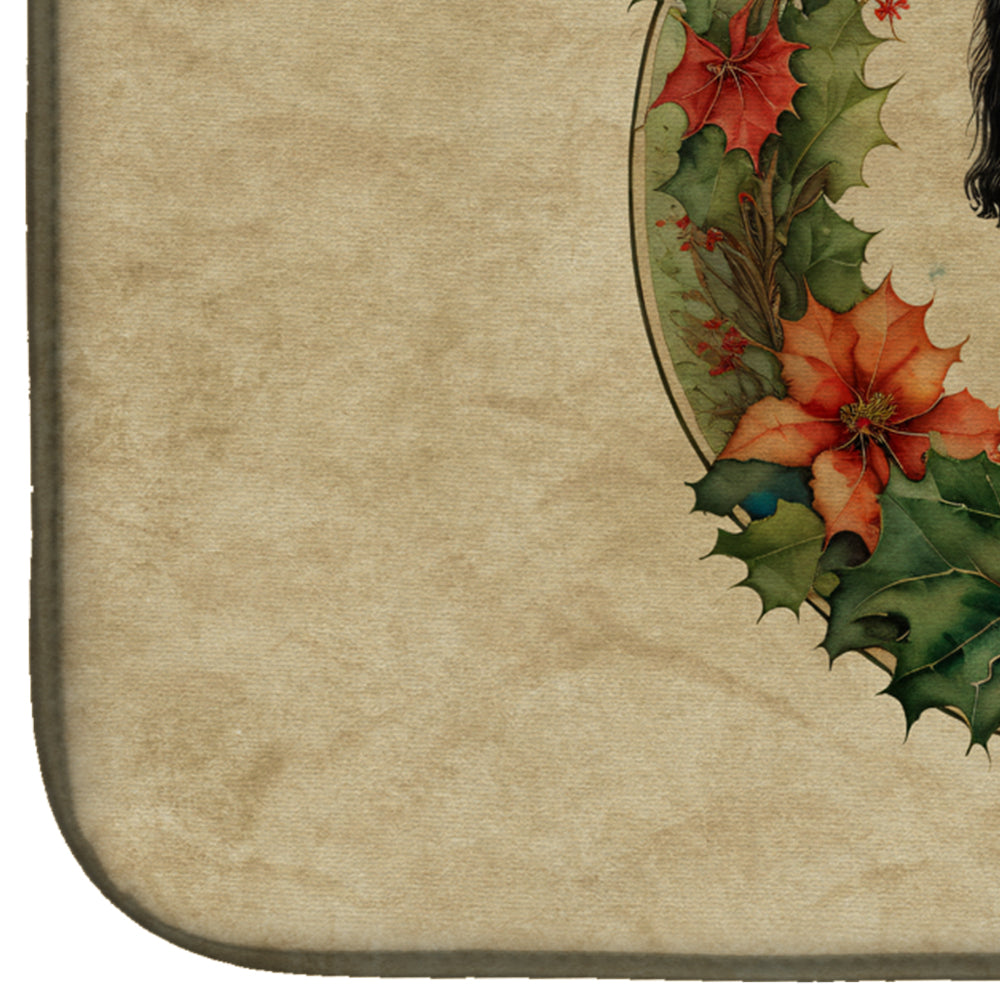 Welsh Springer Spaniel Christmas Flowers Dish Drying Mat