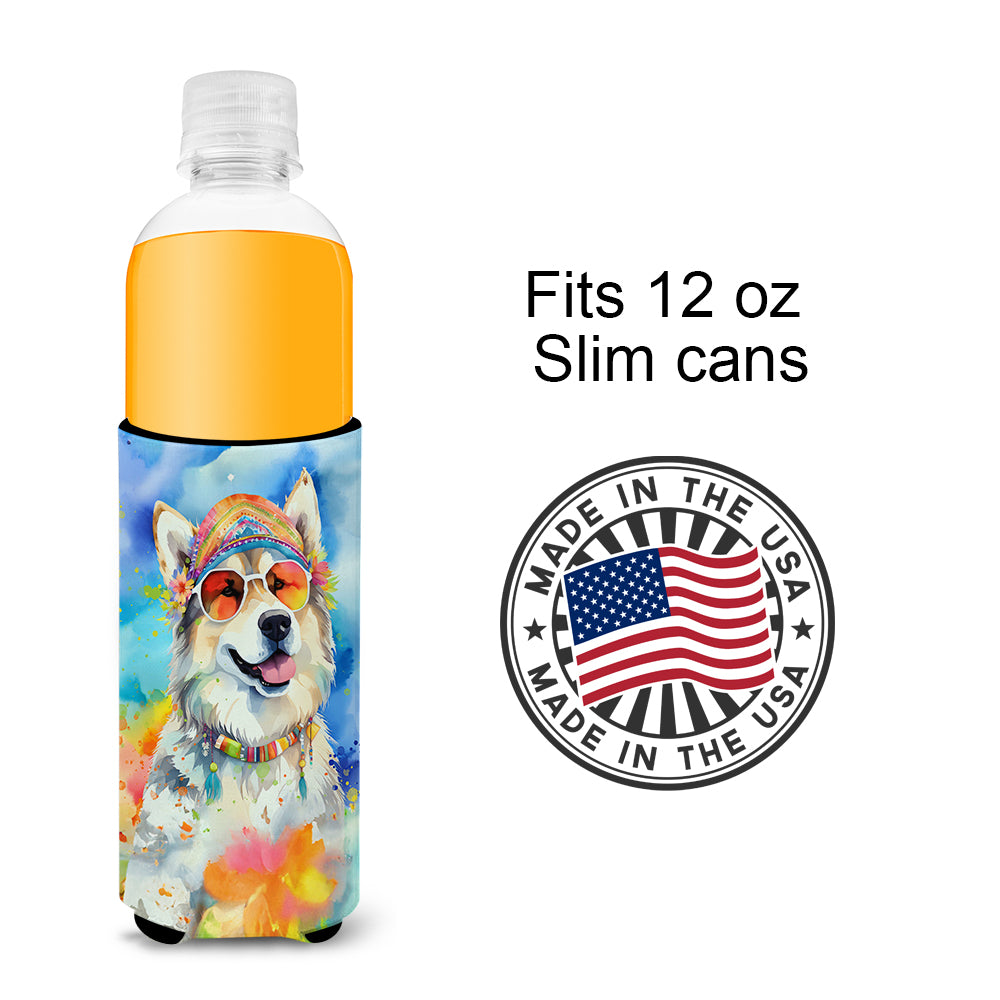 Alaskan Malamute Hippie Dawg Hugger for Ultra Slim Cans