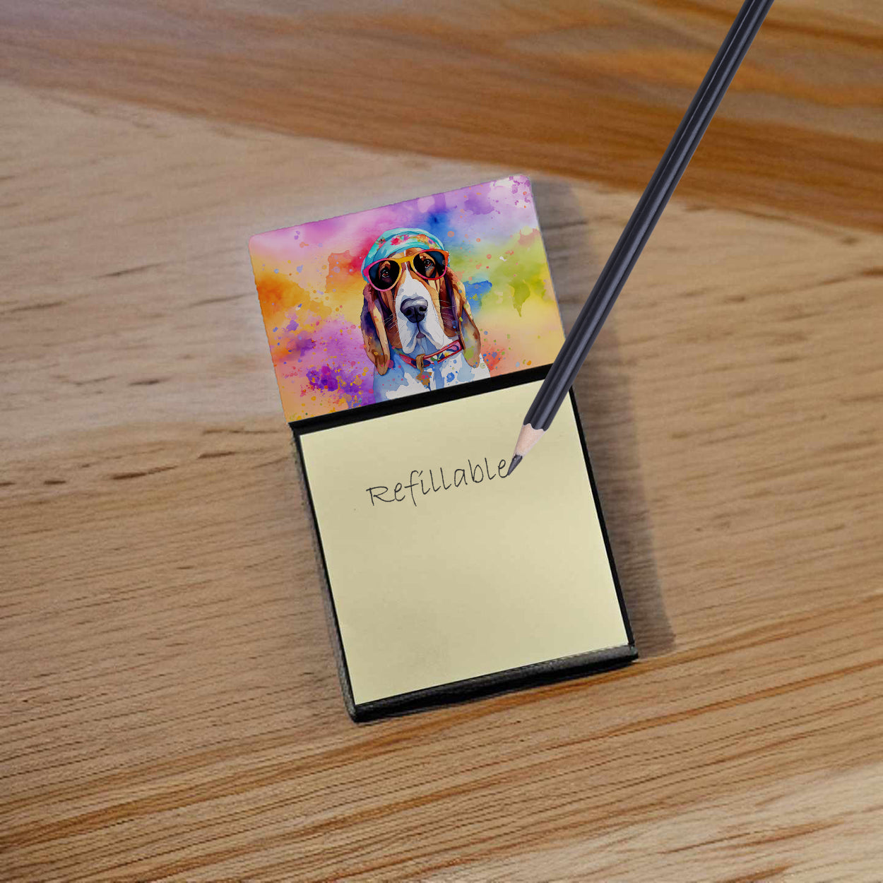 Basset Hound Hippie Dawg Sticky Note Holder