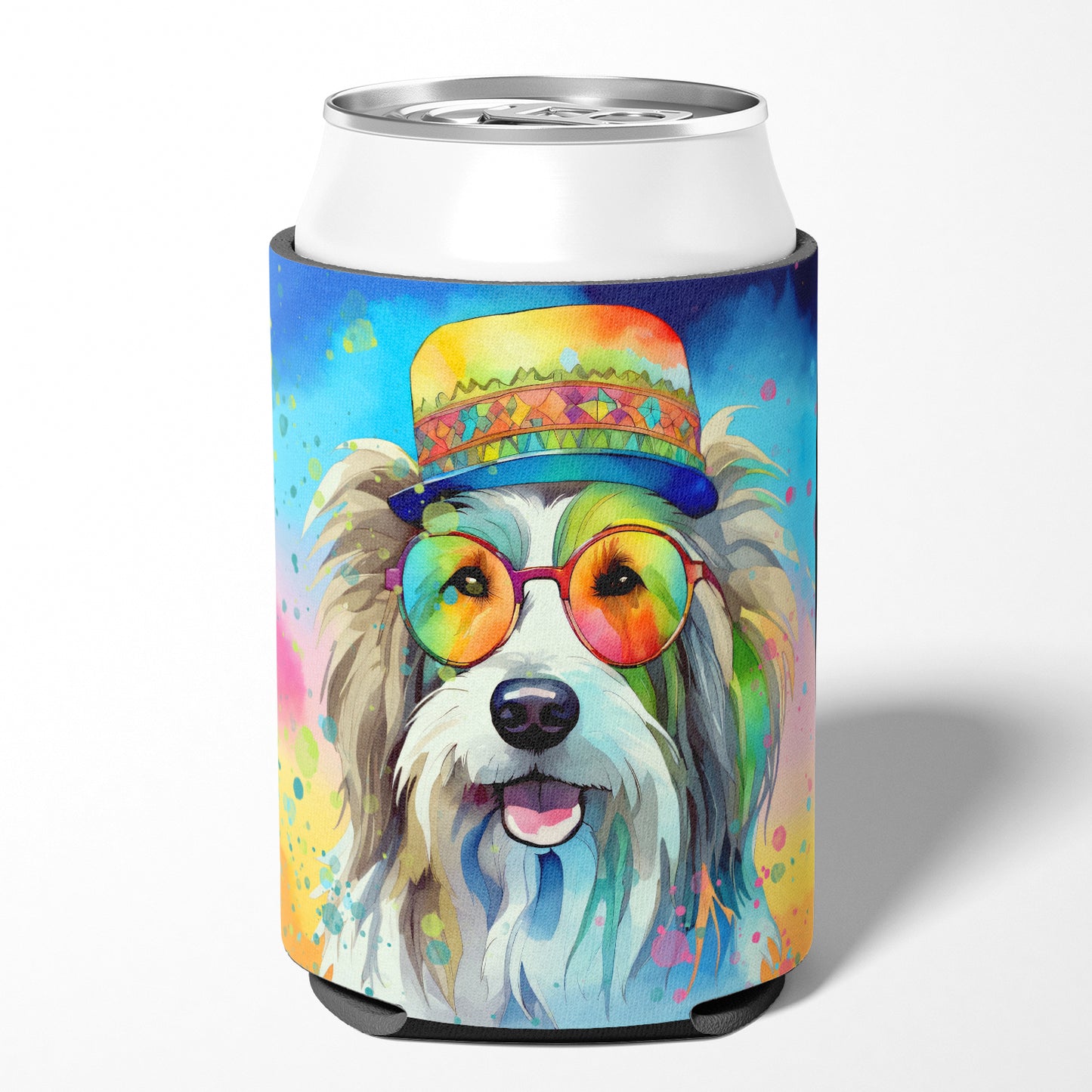 Bearded Collie Hippie Dawg Can or Bottle Hugger