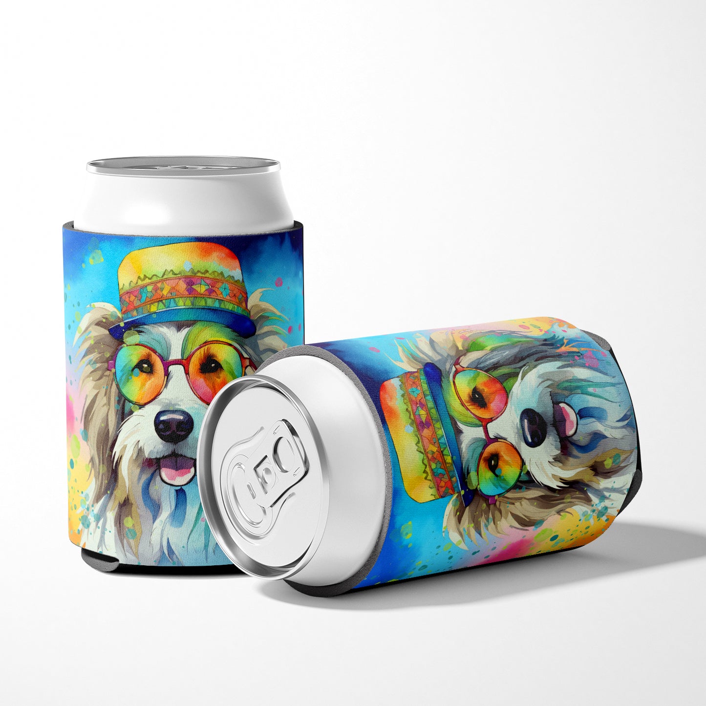 Bearded Collie Hippie Dawg Can or Bottle Hugger