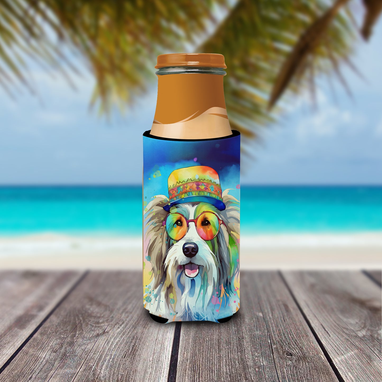 Bearded Collie Hippie Dawg Hugger for Ultra Slim Cans