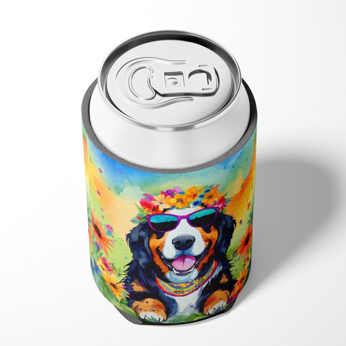 Bernese Mountain Dog Hippie Dawg Can or Bottle Hugger