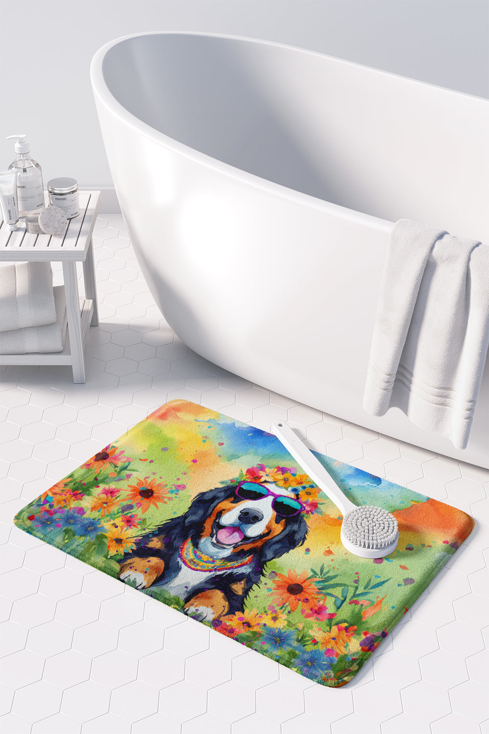 Bernese Mountain Dog Hippie Dawg Memory Foam Kitchen Mat