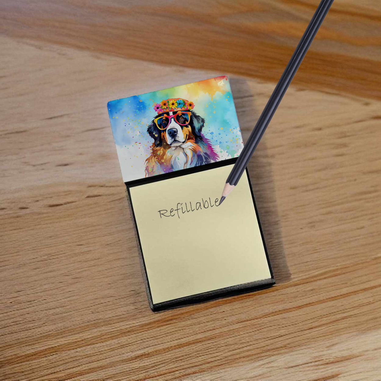 Bernese Mountain Dog Hippie Dawg Sticky Note Holder