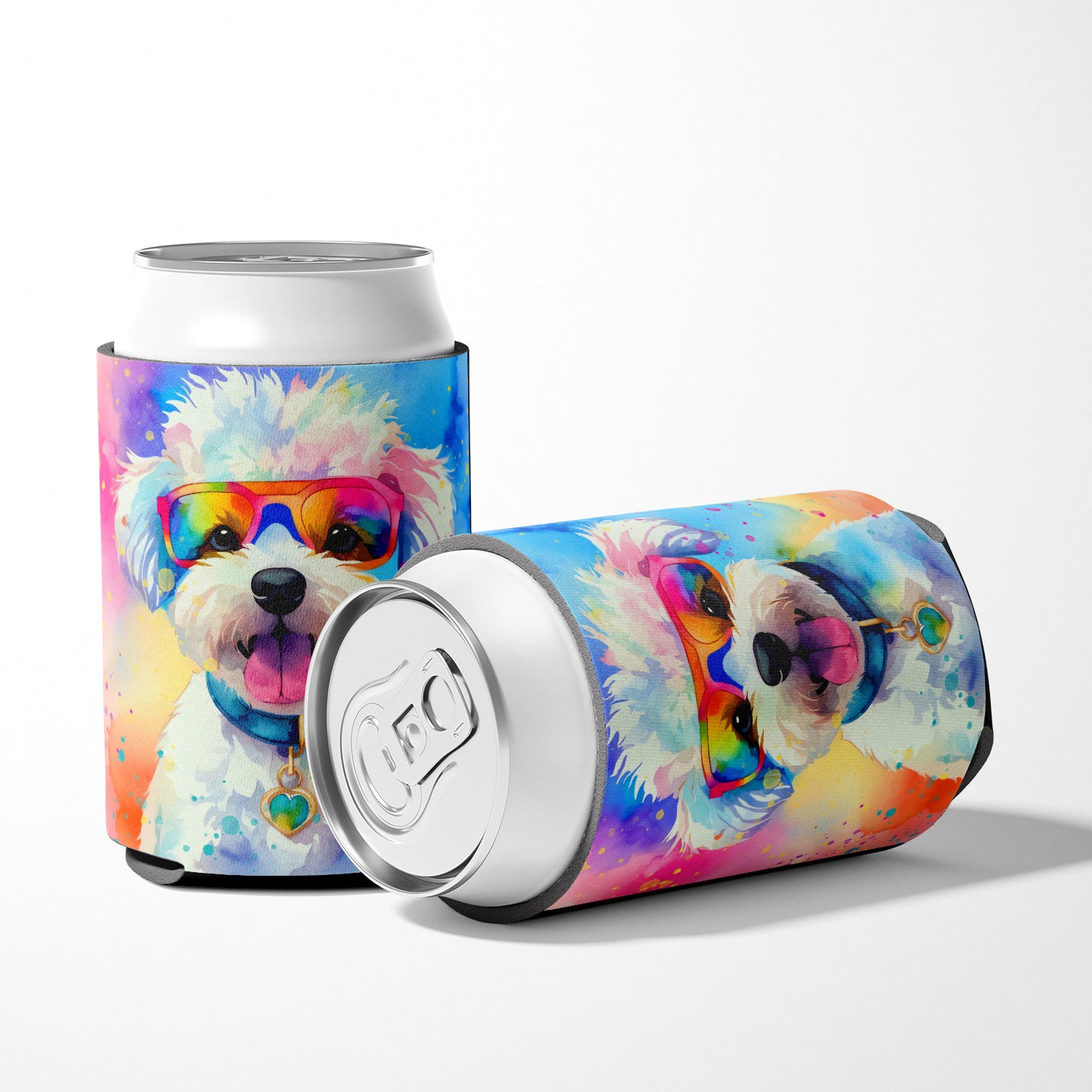 Bichon Frise Hippie Dawg Can or Bottle Hugger