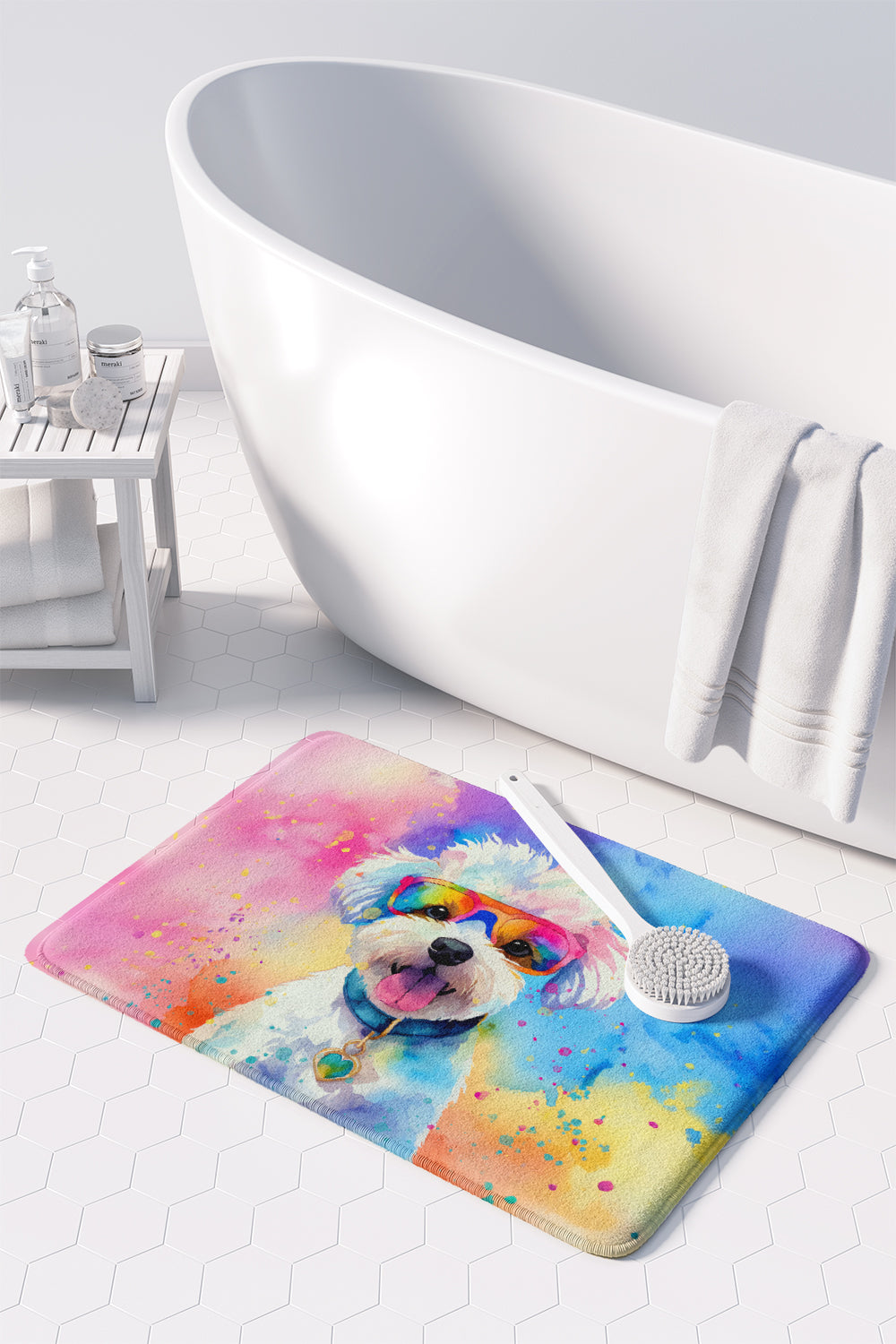 Bichon Frise Hippie Dawg Memory Foam Kitchen Mat