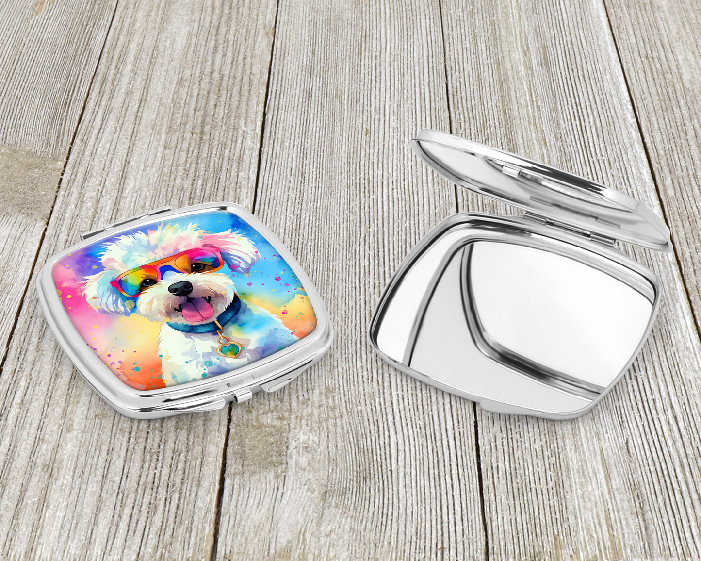 Bichon Frise Hippie Dawg Compact Mirror