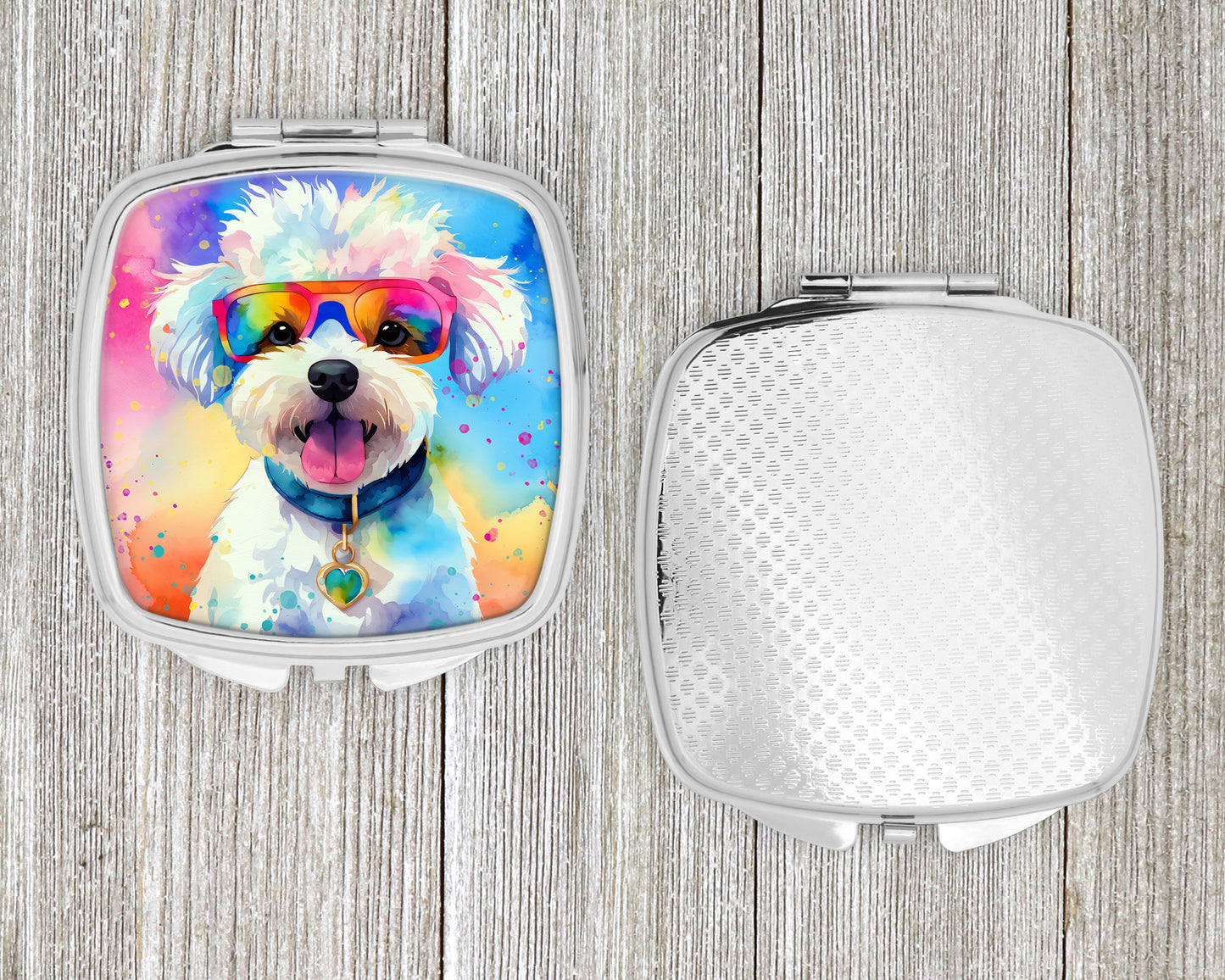 Bichon Frise Hippie Dawg Compact Mirror