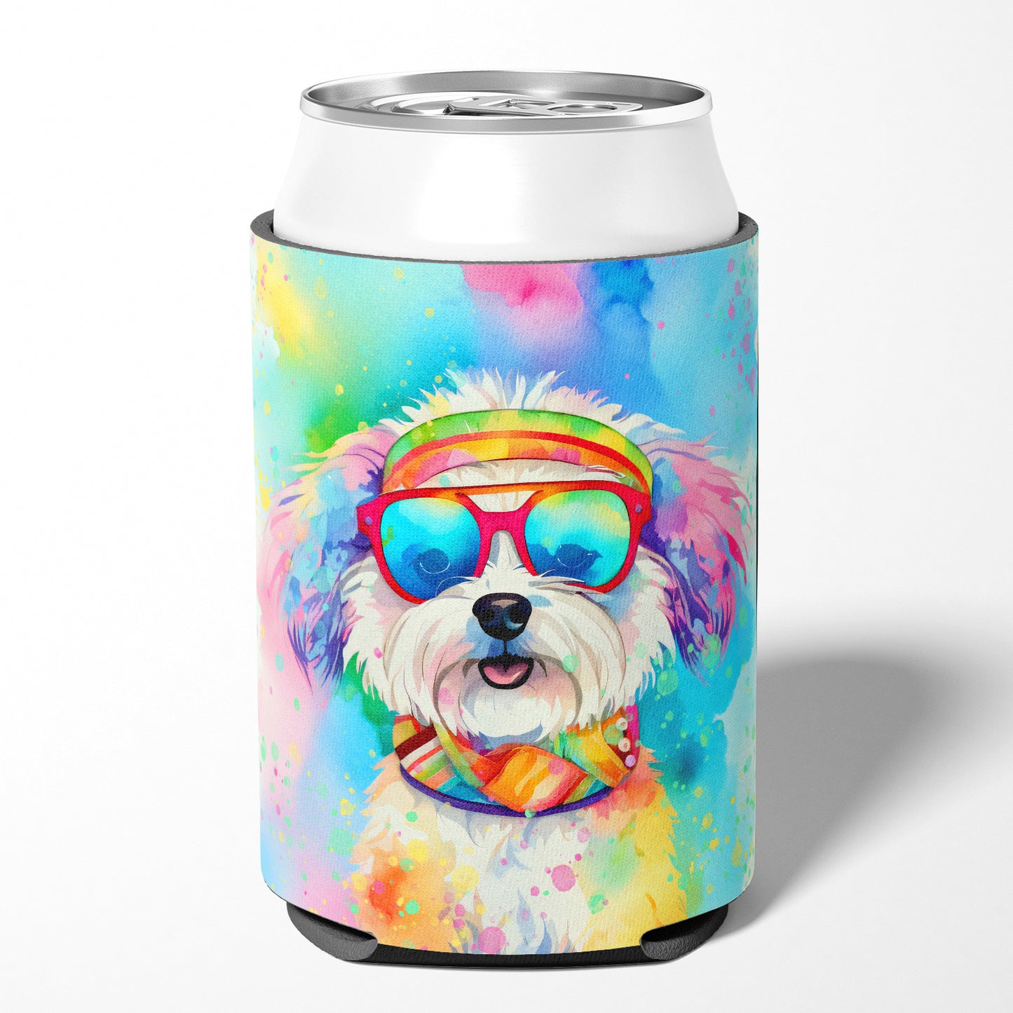 Bichon Frise Hippie Dawg Can or Bottle Hugger