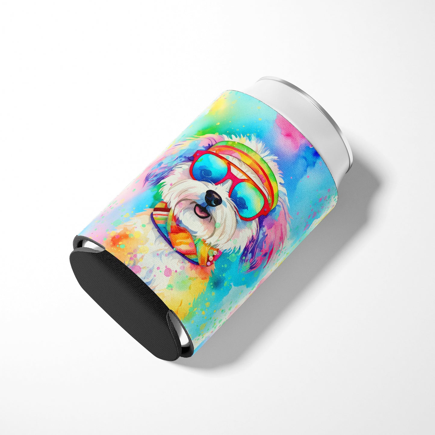 Bichon Frise Hippie Dawg Can or Bottle Hugger