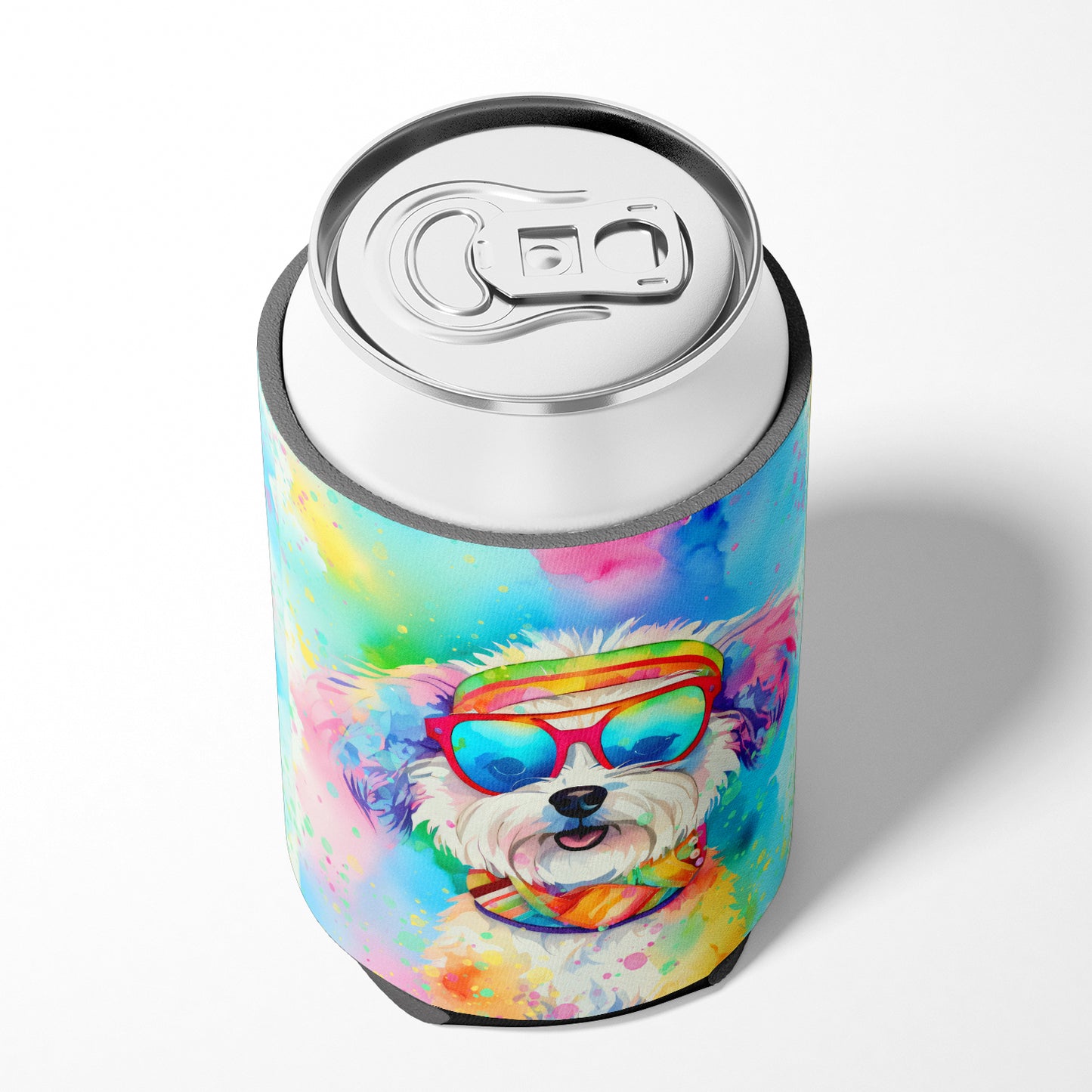 Bichon Frise Hippie Dawg Can or Bottle Hugger